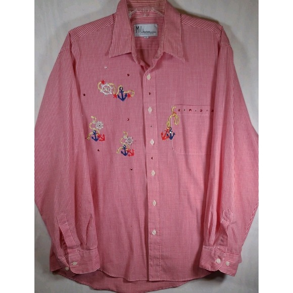 MILI DESIGNS Nautical Button Up Womens Top Sz L Stripe‎ Americana Sequin Preppy - Picture 1 of 10